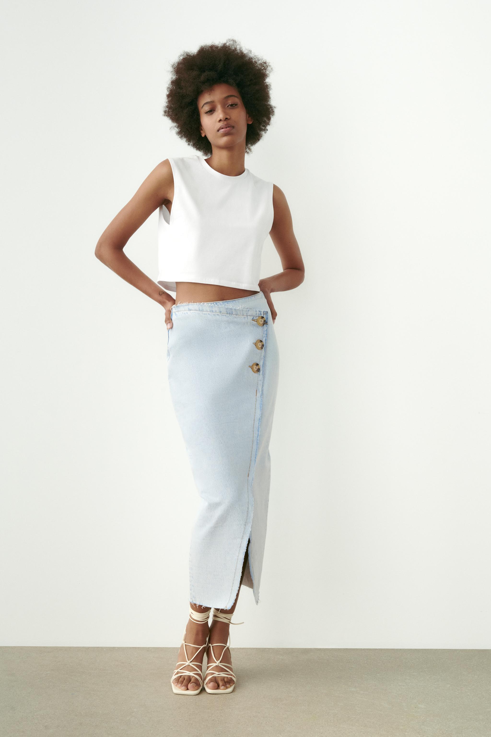 Light blue skirt zara best sale